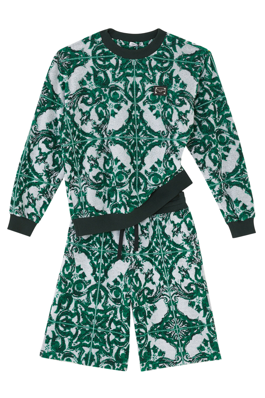 Çocuklar için Majolika Desenli Sweatshirt - Yeşil