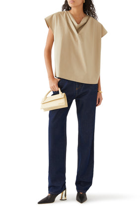 Şık Bailey Drapeli Yaka Üst