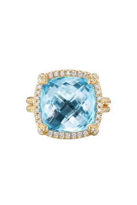 Chatelaine Mavi Topaz Yüzük, 18k Sarı Altın ve Elmas