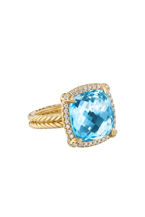 Chatelaine Mavi Topaz Yüzük, 18k Sarı Altın ve Elmas
