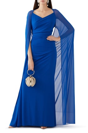 Şık Cape Akşam Elbisesi - Modern ve Zarif