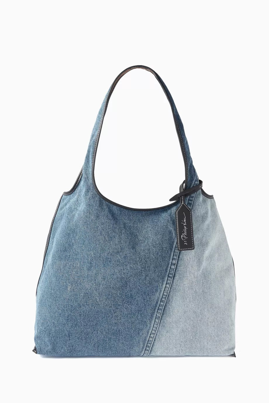 Denim Market Tote Geniş Hacimli, Deri Etiketli ve Günlük Şık Çanta