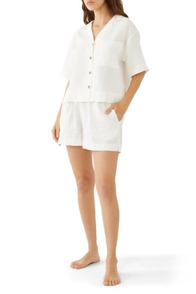 Eberjey Garment Dyed Keten Şort Takımı