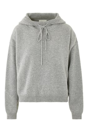 Lüks Kaşmir Örgü Kapüşonlu Sweatshirt - GRI