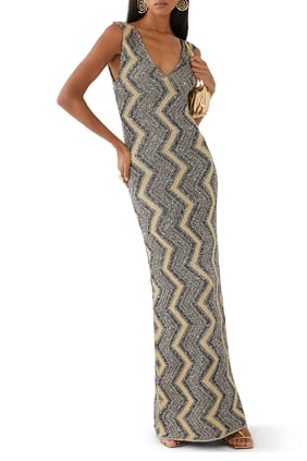 Simli Çizgili Midi Elbise - Missoni