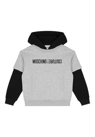 Çocuk Ters Logo Baskılı Kapüşonlu Sweatshirt