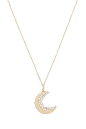 14K Altın ve Pırlanta ile Cocktail Hilal Charm Kolye