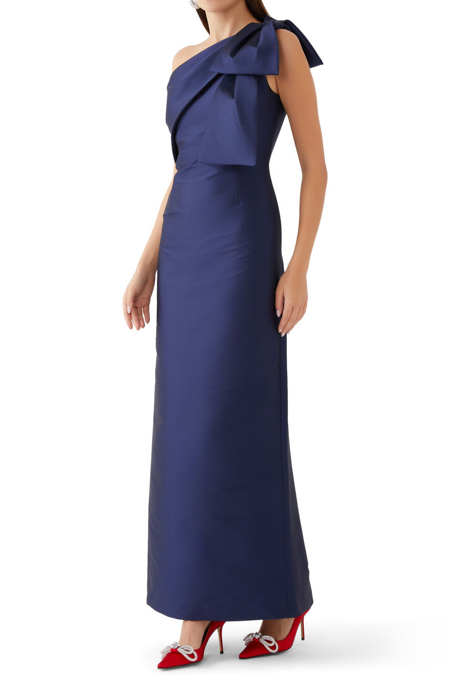 Çift Fiyonk 85 Satin Topuklu Ayakkabı - Kırmızı