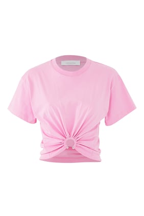 Yırtmaçlı Pamuklu Jersey Tişört