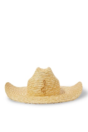 Monogram İşlemeli Hasır Cowboy Şapkası