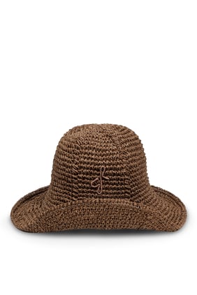 Monogram Detaylı Örgü Bucket Şapka