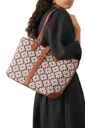 Kate Spade Çiçek Jakarlı Orta Boy Tote Çanta - Bordo