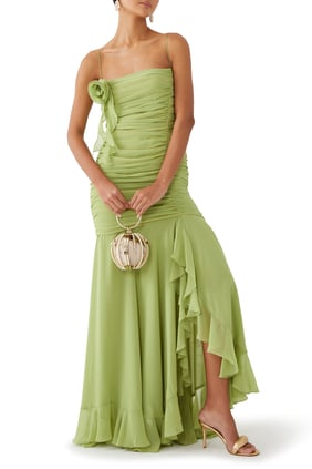 Rosado Pea Shoot Maxi Elbise