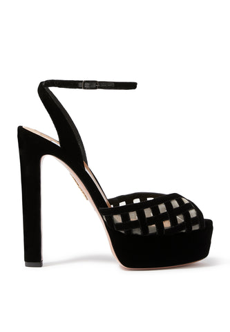 Şık Platform Kadife Sandaletler - Aquazzura