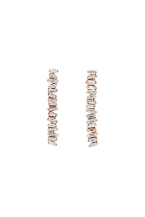 Klasik Elmas Savannah Mini Damla Küpeler, 18k Pembe Altın & Elmas