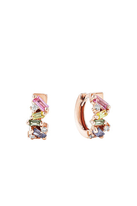 Frenzy Pastel Safir Huggies, 18k Beyaz Altın & Safir
