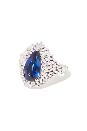 Cylonsapphire Baget Yüzük, 18k Beyaz Altın & Elmas