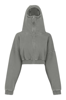 Kısa Kesim Tam Fermuarlı Sweatshirt