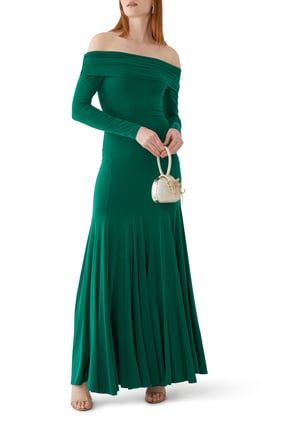 Augusta Off-Shoulder Vücut Saran Maxi Elbise