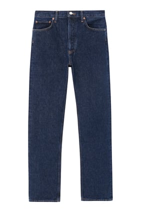 90’lar Tarzı Yüksek Bel Düz Uzun Jean