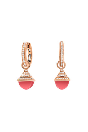 Cleo Rev Mini Damla Küpe, 18 Ayar Rose Altın, Pırlanta ve Pembe Mercan