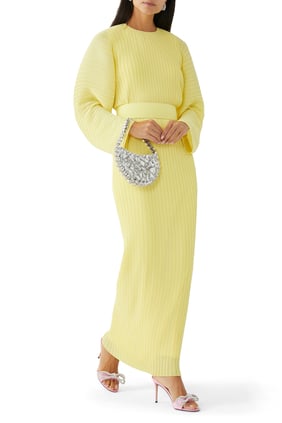 Mirabelle Plise Maxi Elbise - Sarı