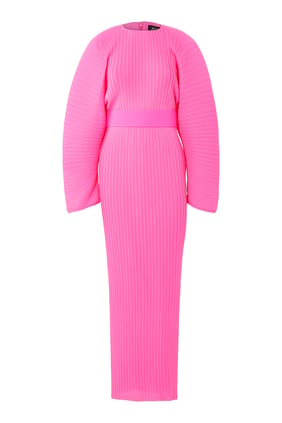 Mirabelle Plise Maxi Elbise - Pembe