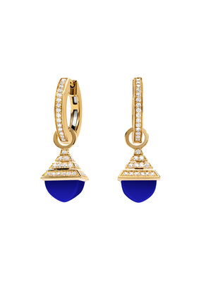 Cleo Mini Rev Damla Küpe, 18k Sarı Altın ve Elmas, Lapis Lazuli