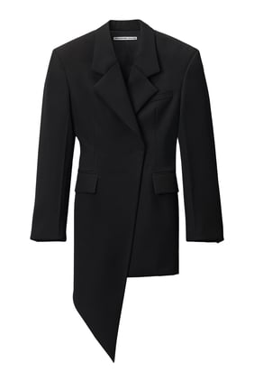 Asimetrik Yün Twill Mini Elbise