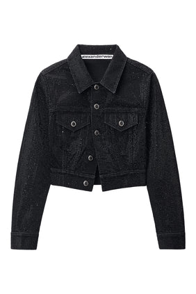 Kristal Hotfix Denim Shrunken Trucker Ceket