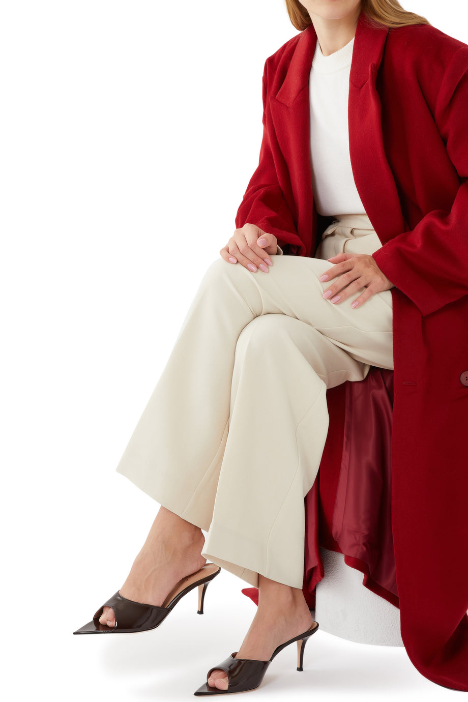 Elle 70 Patent Deri Mules - Koyu Kırmızı