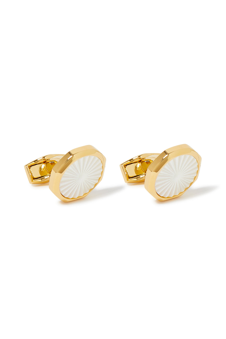 Sekizgen Guilloche Kol Düğmesi - Altın