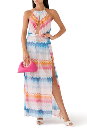 Missoni Chevron Askılı Maxi Elbise