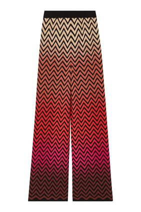 Chevron Desenli Geniş Paça Pantolon