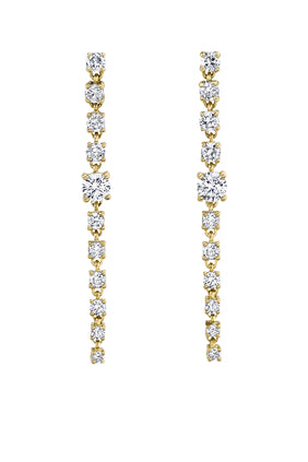 Kısa Elmas Halka Küpe, 18k Sarı Altın ve Elmaslar