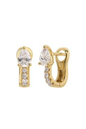 Armut Kesim Elmaslı 18k Sarı Altın Huggie Küpe