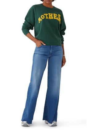 Kadınlar için Şık Yeşil Drop Square Sweatshirt