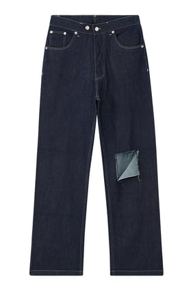 Düz Kesim Yırtık Kot Pantolon