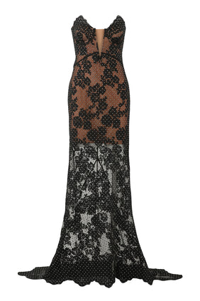 Rhinestone Dantel Maxi Elbise - Şıklığın Zirvesi