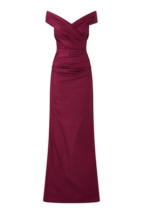 Işıltılı Mavi Off-Shoulder Abiye Elbise