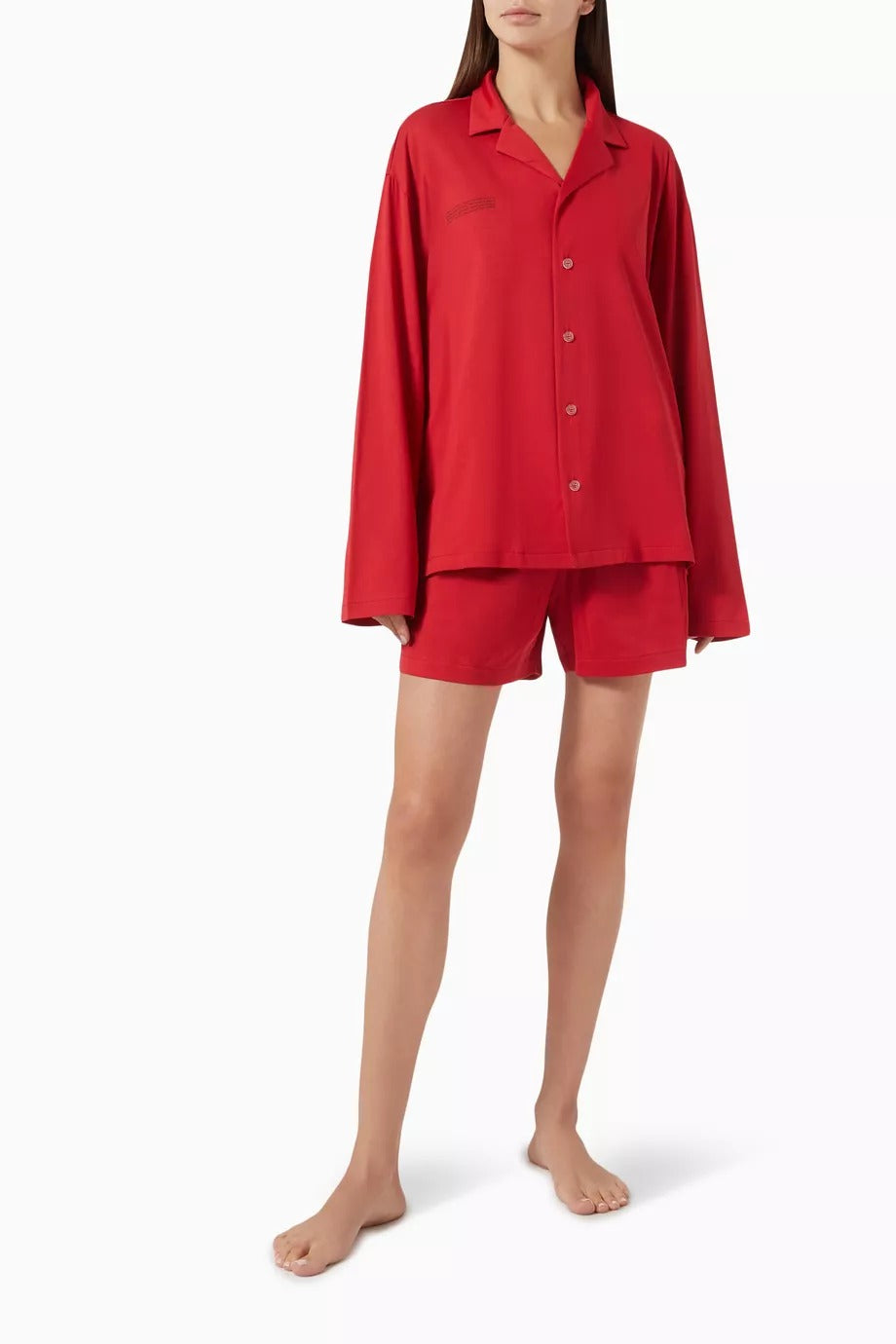 365 Organik Pamuklu Lüks Kırmızı Pijama Takımı