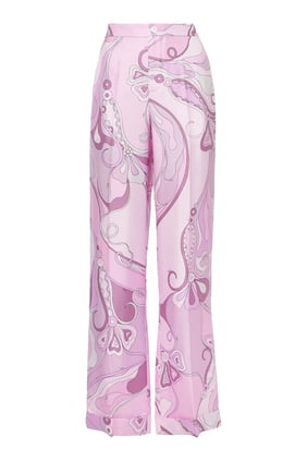 Pucci Orchidee Desenli İpek Saten Pantolon