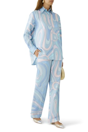 Marmo-Print İpek Twill Gömlek