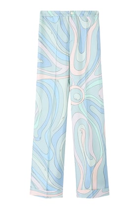 Marmo Desenli İpek Twill Pantolon