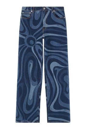 Marmo-Print Jean Pantolon - Şık ve Konforlu Denim