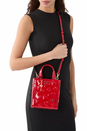Kırmızı Deri Mini Tote Çanta