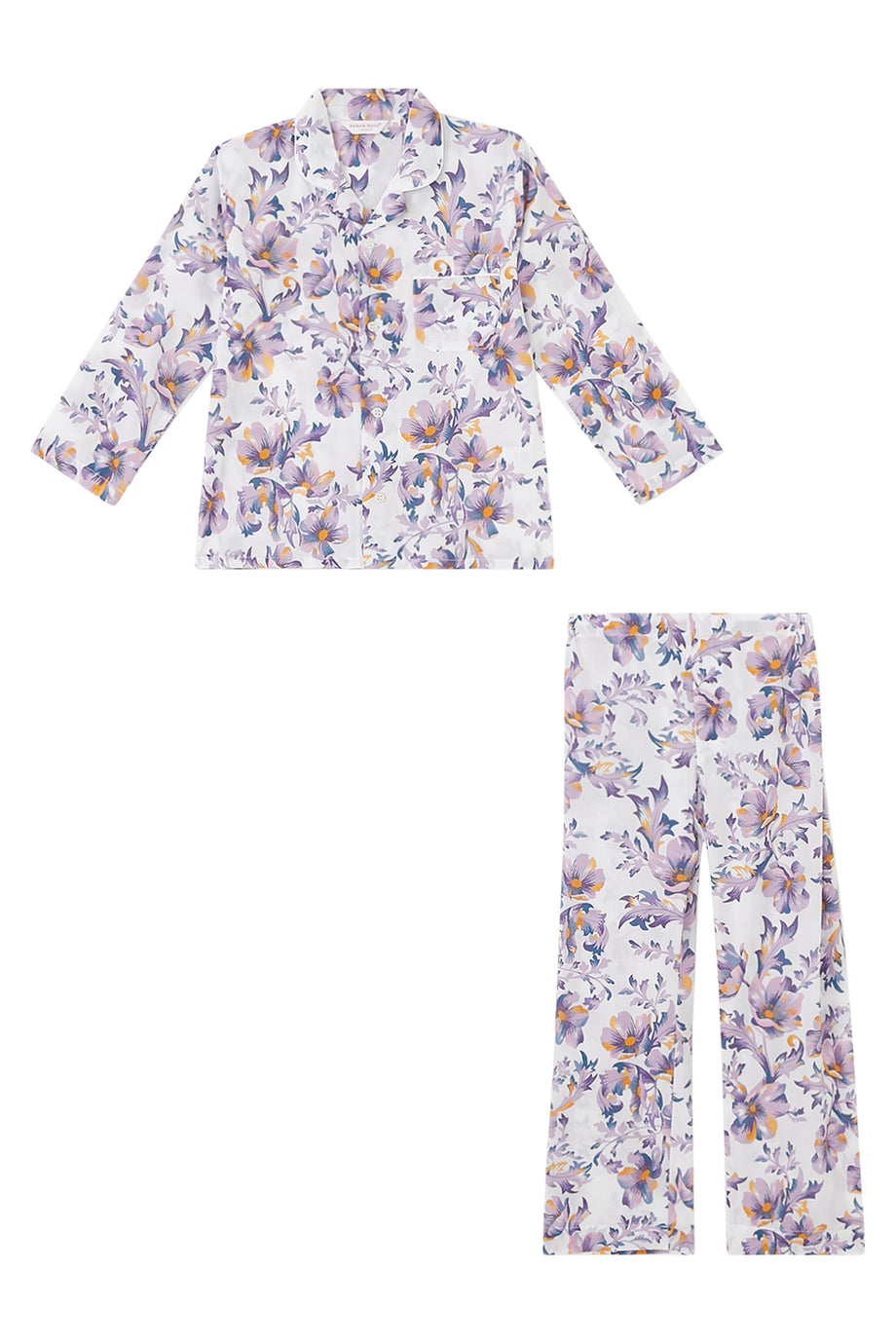 Çocuklar için Yaban Çiçeği Desenli Pijama Takımı