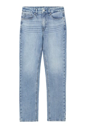 Işıltılı Taşlı Düz Paça Kot Pantolon