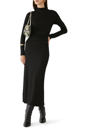 Rib Yaka Midi Elbise - Şıklığın İfadesi