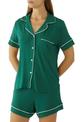 Gisele Kısa Pijama Takımı - Koyu Yeşil